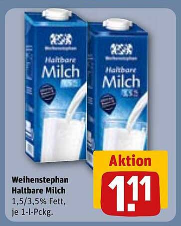 Weihenstephan Haltbare Milch 1,5/3,5% Fett, je 1-l-Pckg.