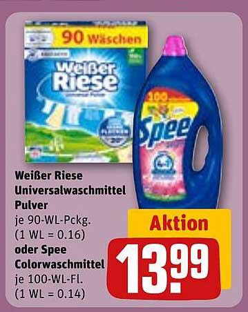 Weißer Riese Universalwaschmittel Pulver oder Spee Colorwaschmittel