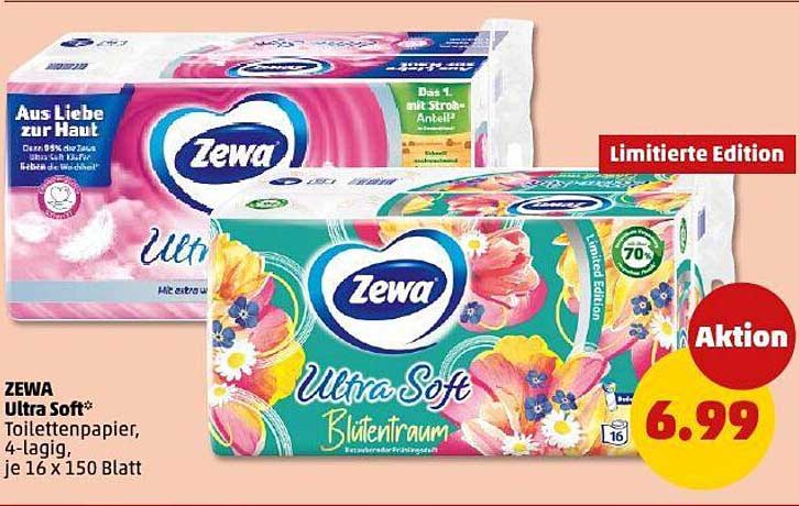 Zewa Ultra Soft Toilettenpapier, 4-lagig, je 16 x 150 Blatt - Limitierte Edition