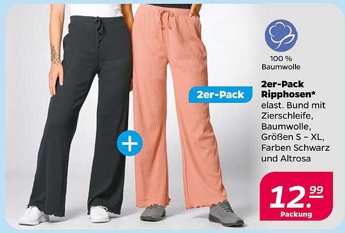 2er-Pack Ripp-hosen* elast. Bund mit Zierschleife