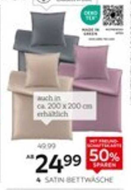 4 Satin-Bettwäsche Sets - bis zu 50% sparen!
