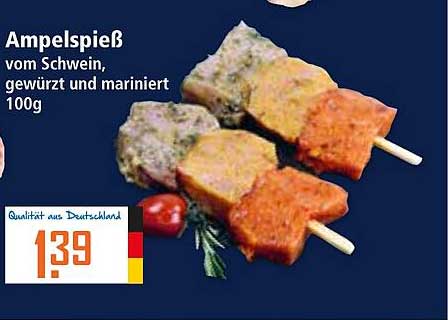 Ampelspieß vom Schwein, gewürzt und mariniert 100g