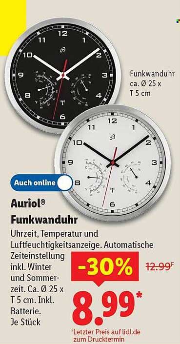 Auriol® Funkwanduhr