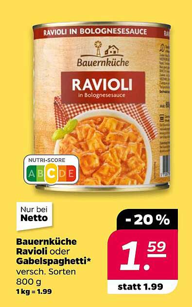 Bauernküche Ravioli in Bolognesesauce 800 g