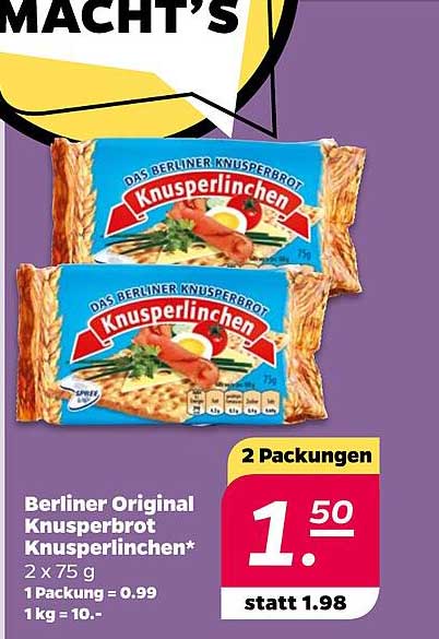Berliner Original Knusperbrot Knusperlinchen - 2 x 75 g