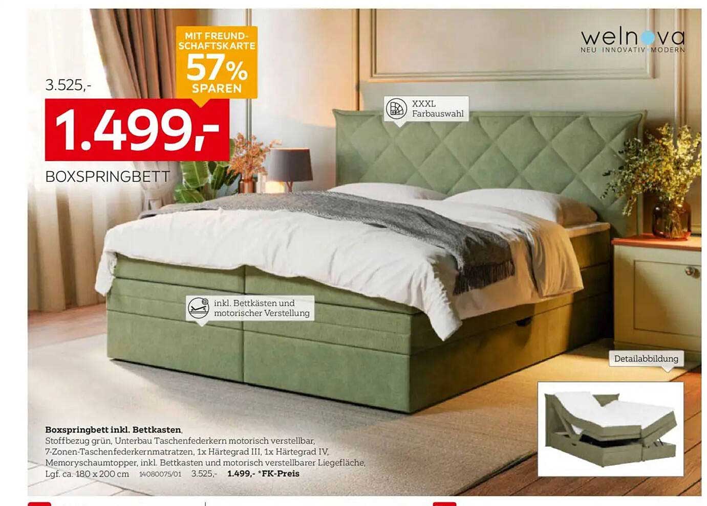 Boxspringbett inkl. Bettkasten, motorisch verstellbar