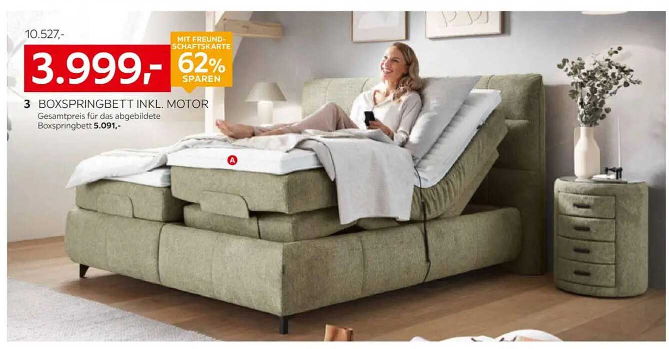 BOXSPRINGBETT INKL. MOTOR