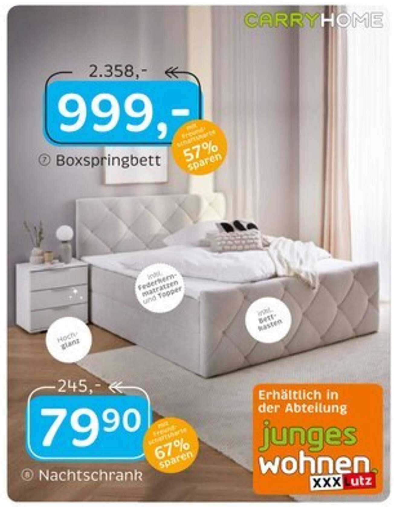 Boxspringbett inklusive Federkernmatratze und Topper für nur 999,- statt 2.358,-