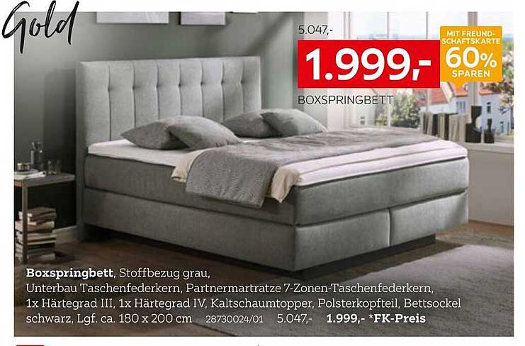 Boxspringbett mit 60% Ersparnis