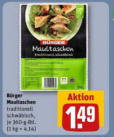 Bürger Maultaschen traditionell schwäbisch, je 360-g-Btl.