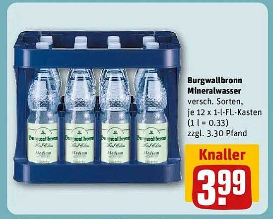 Burgwallbronn Mineralwasser - 12 x 1-Liter-Flaschen