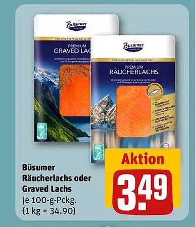 Büsumer Räucherlachs oder Graved Lachs - 100 g Packung zum Aktionspreis