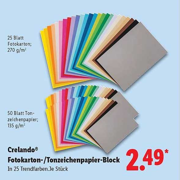 Crelando® Fotokarton-/Tonzeichenpapier-Block