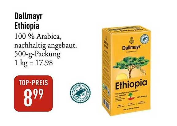 Dallmayr Ethiopia 100 % Arabica, nachhaltig angebaut – 500 g