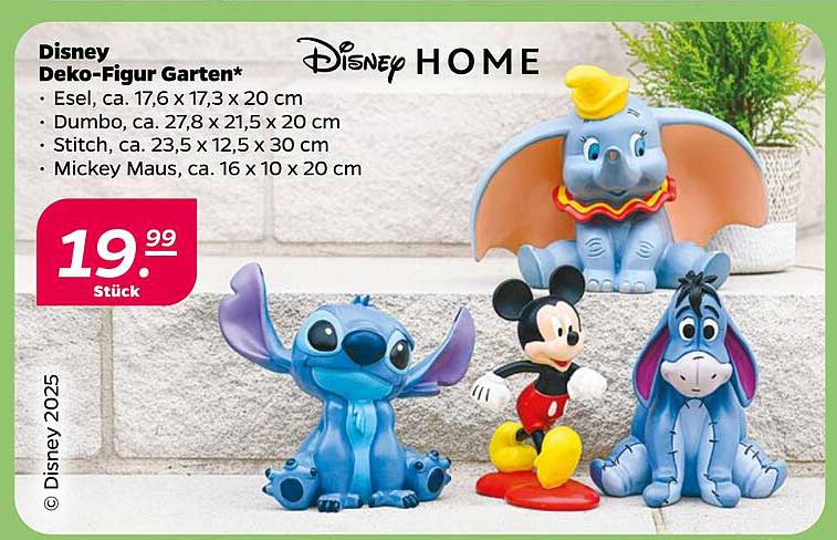 Disney Deko-Figur Garten – Esel, Dumbo, Stitch und Mickey Maus