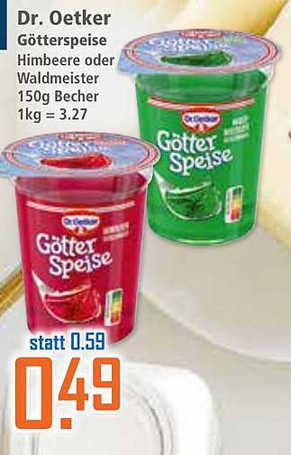 Dr. Oetker Götter Speise Himbeere oder Waldmeister 150g Becher
