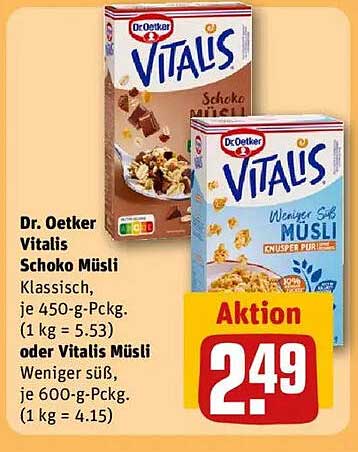 Dr. Oetker Vitalis Schoko Müsli oder Vitalis Müsli