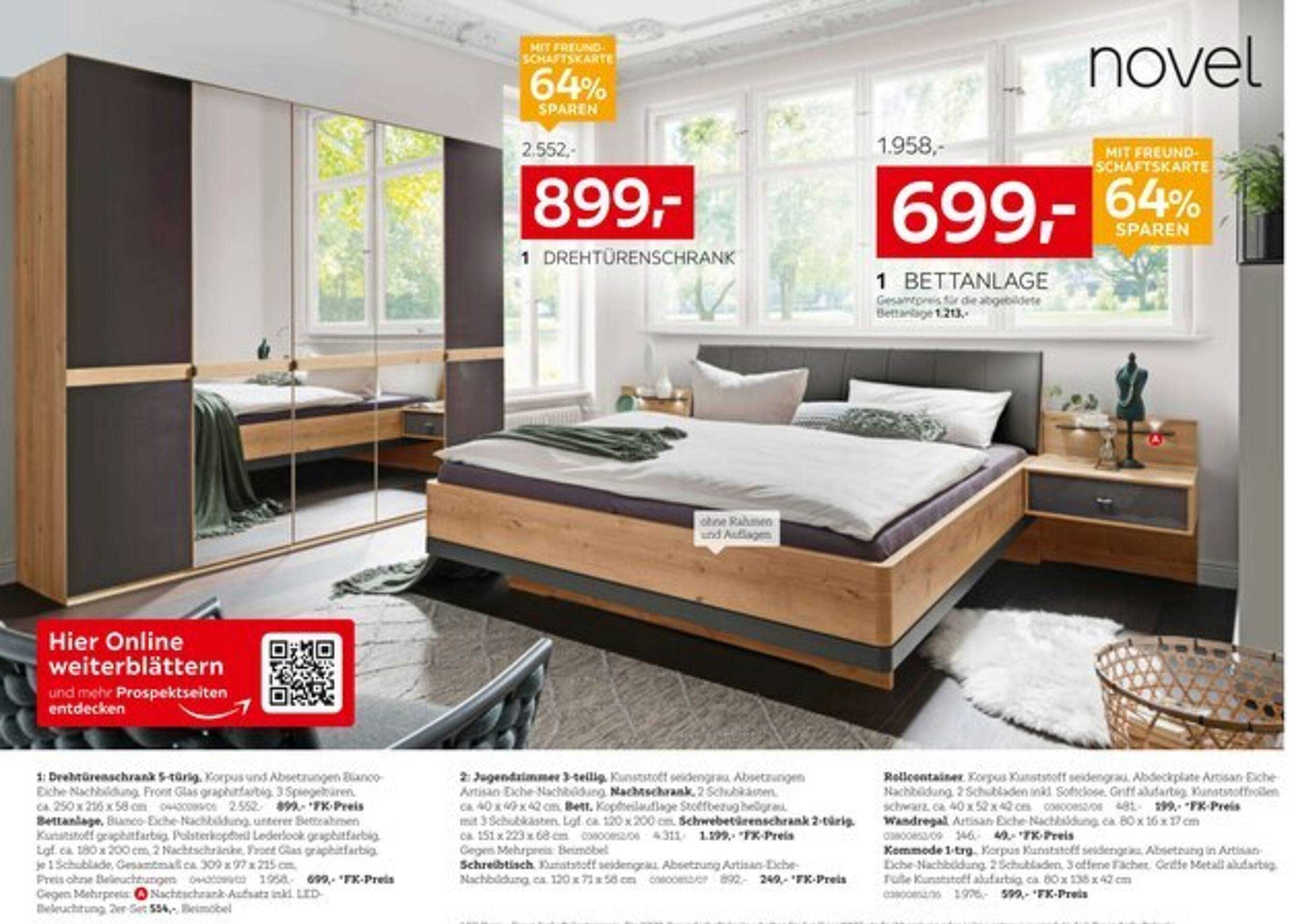 DREHTÜRESCHRANK 5-tägig und BETTANLAGE 3-teilig