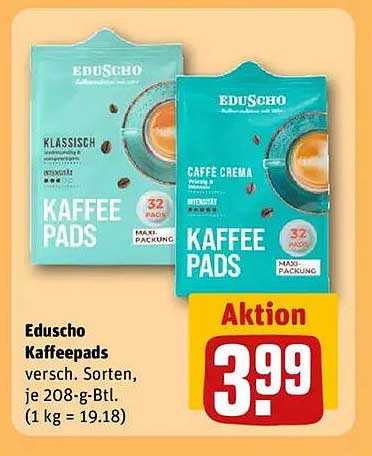 Eduscho Kaffeepads, verschiedene Sorten, 32 Stück pro Packung