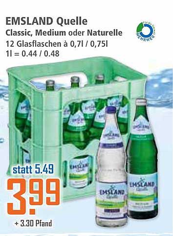 EMSLAND Quelle Classic, Medium oder Naturelle - 12 Glasflaschen