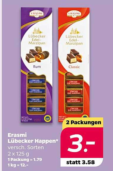 Erasmi Lübecker Happen - 2 Packungen (Rum & Classic)
