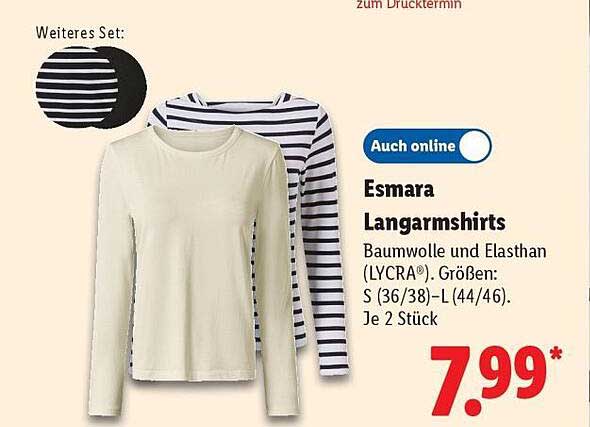 Esmara Langarmshirts - 2 Stück für nur 7,99 €