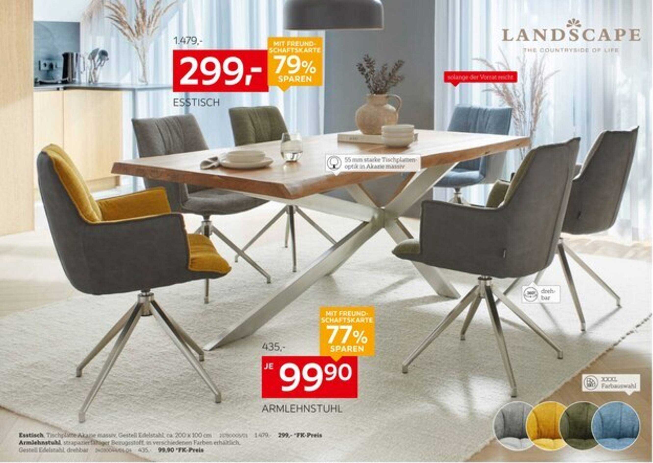Esstisch und Armlehnstuhl-Set von LANDSCAPE