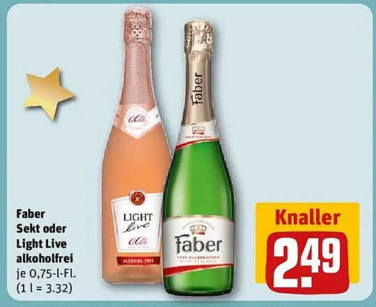 Faber Sekt oder Light Live alkoholfrei je 0,75-l-Fl.