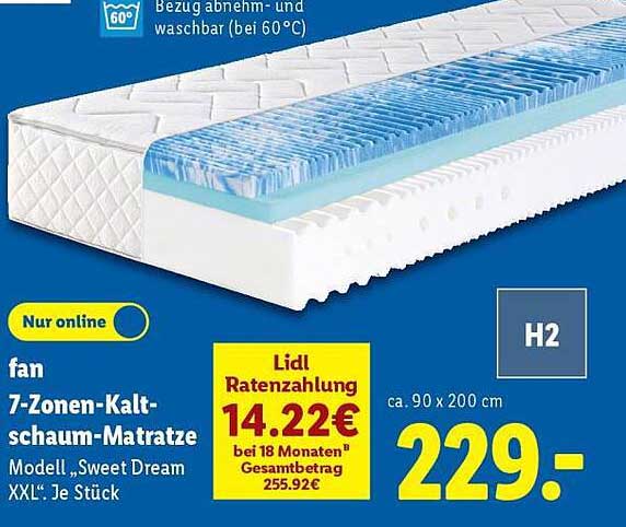fan 7-Zonen-Kaltschaummatratze Modell „Sweet Dream“ XXL