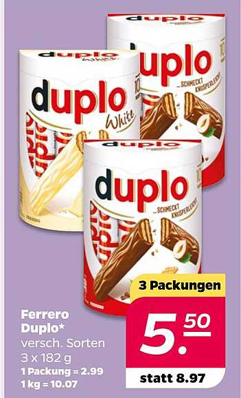 Ferrero Duplo* 3 x 182 g – verschiedene Sorten