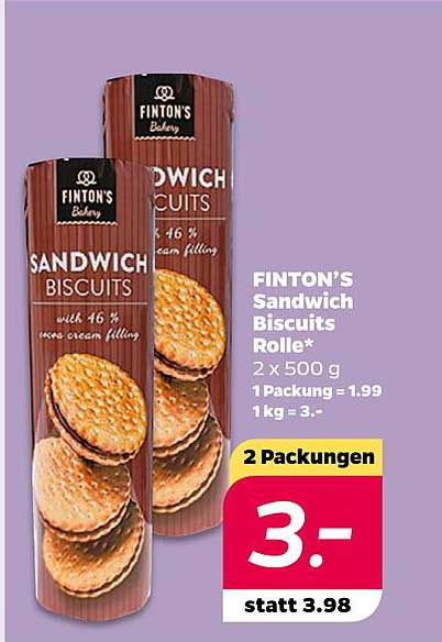 FINTON'S Sandwich Biscuits Rolle - 2 x 500 g