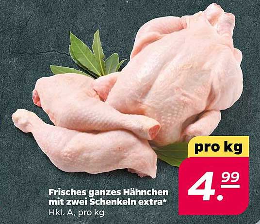 Frisches ganzes Hähnchen mit zwei Schenkeln extra*