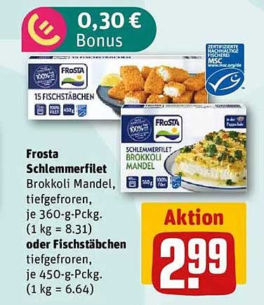 Frosta Schlemmerfilet Brokkoli Mandel oder Fischstäbchen - Angebot vom 18.08. bis 24.08.2025
