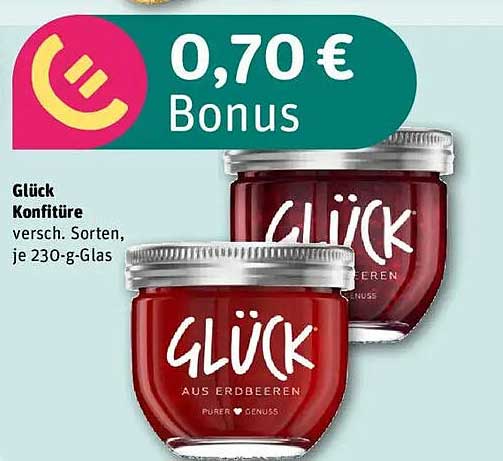 Glück Konfitüre, verschiedene Sorten, je 230-g-Glas