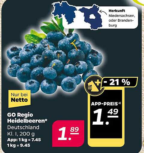 GO Regio Heidelbeeren - Deutschland, Kl. I, 200 g