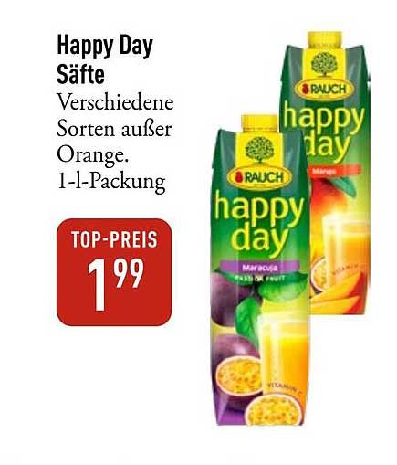 Happy Day Säfte - Verschiedene Sorten außer Orange, 1-l-Packung