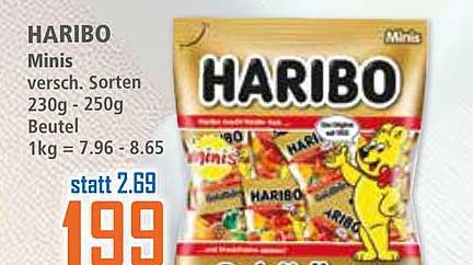 HARIBO Minis – verschiedene Sorten 230g - 250g Beutel