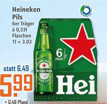 Heineken Pils 6er Träger à 0,33l Flaschen