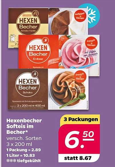 Hexenbecher Softeis im Becher - 3 Packungen