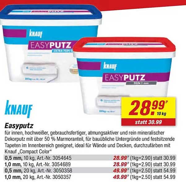 KNauf Easyputz für innen - hochweiß, gebrauchsfertig