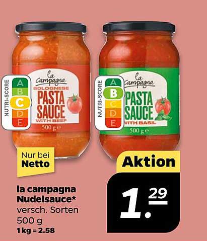 la campagna Nudelsauce, verschiedene Sorten