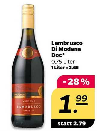 Lambrusco Di Modena Doc* 0,75 Liter - 28 % Rabatt!