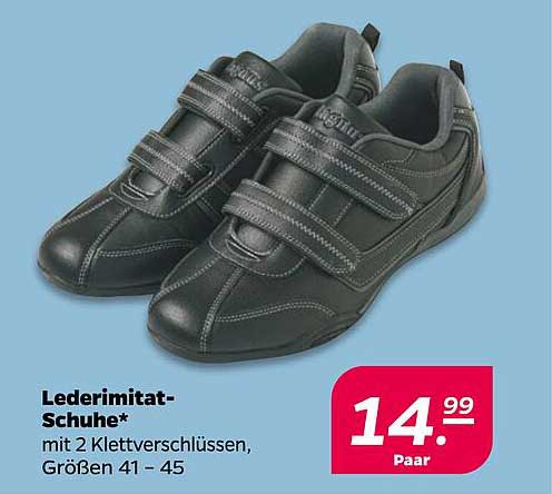 Lederimitat-Schuhe mit 2 Klettverschlüssen, Größen 41 – 45