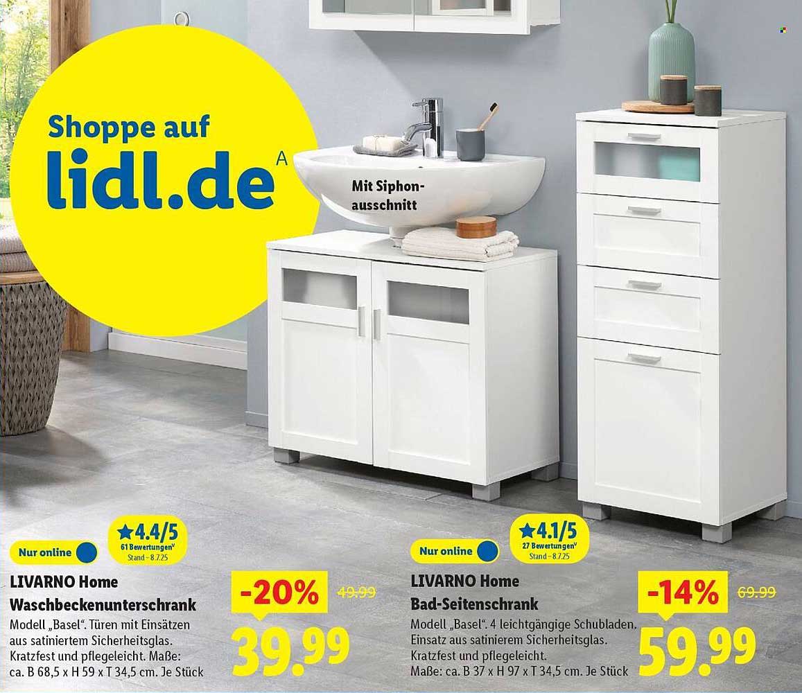 LIVARNO Home Waschbeckenunterschrank und Bad-Seitenschrank