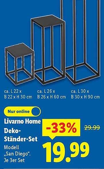 Livorno Home Deko-Ständer-Set Modell „San Diego“. Je 3er Set.