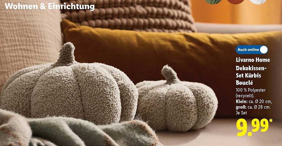 Livorno Home Dekokissen-Set Kürbis Bouclé