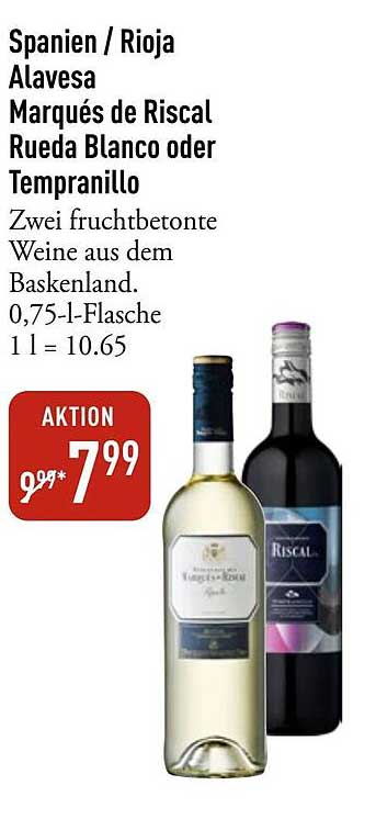 Marqués de Riscal Rueda Blanco oder Tempranillo - Zwei fruchtbetonte Weine aus dem Baskenland