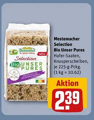 Mestemacher Selection Bio Unser Pures Hafer-Saaten Knusperplatten, 225 g