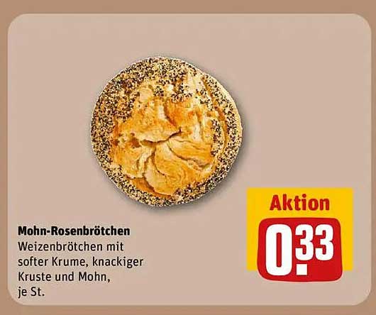 Mohn-Rosenbrötchen, je St.