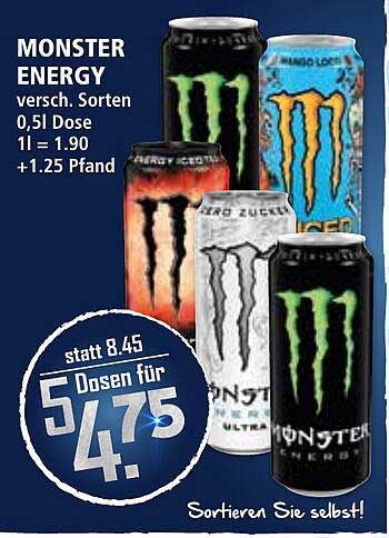 MONSTER ENERGY 5 Dosen für 4,75 €